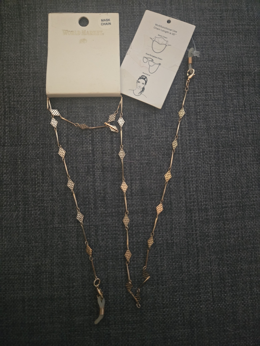 World Market Gold-Tone Decorative Mask & Eyewear Chain